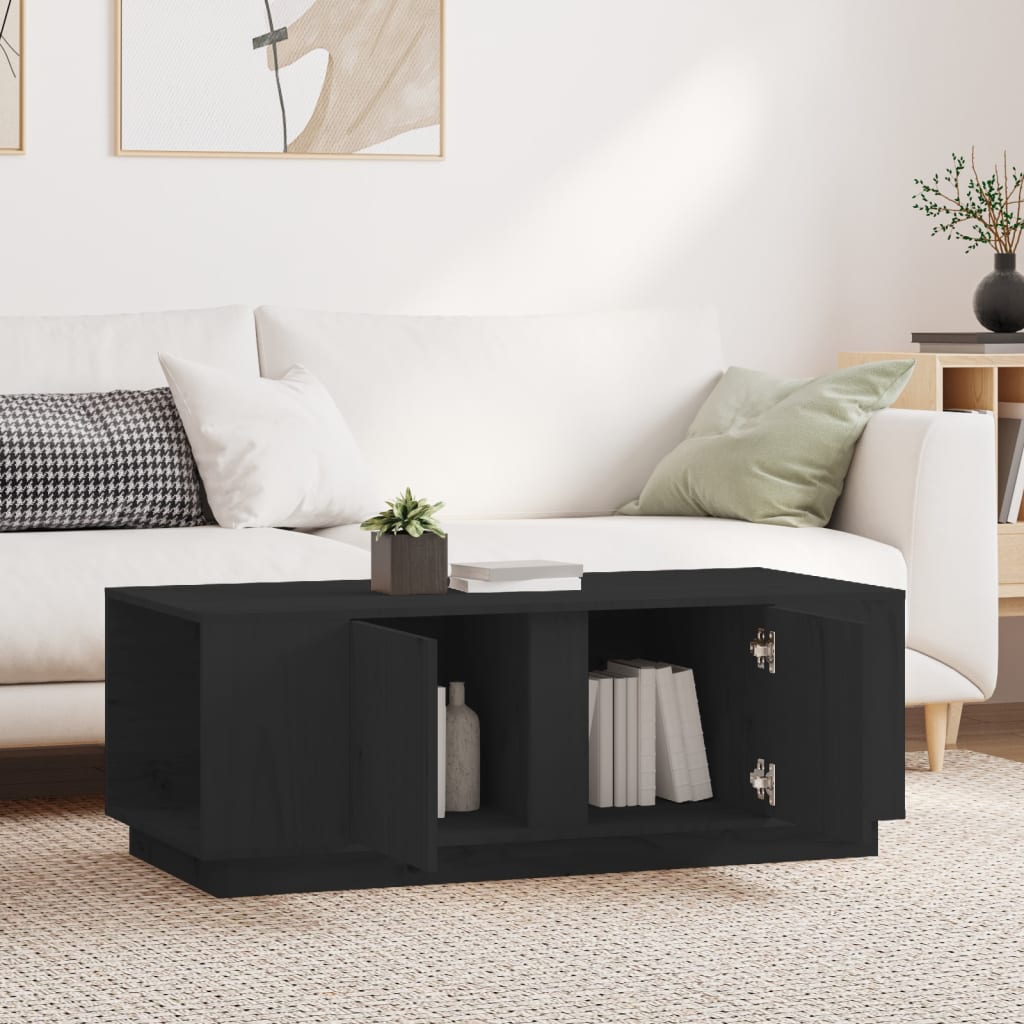 Stolić za kavu crni 110 x 50 x 40 cm od masivne borovine