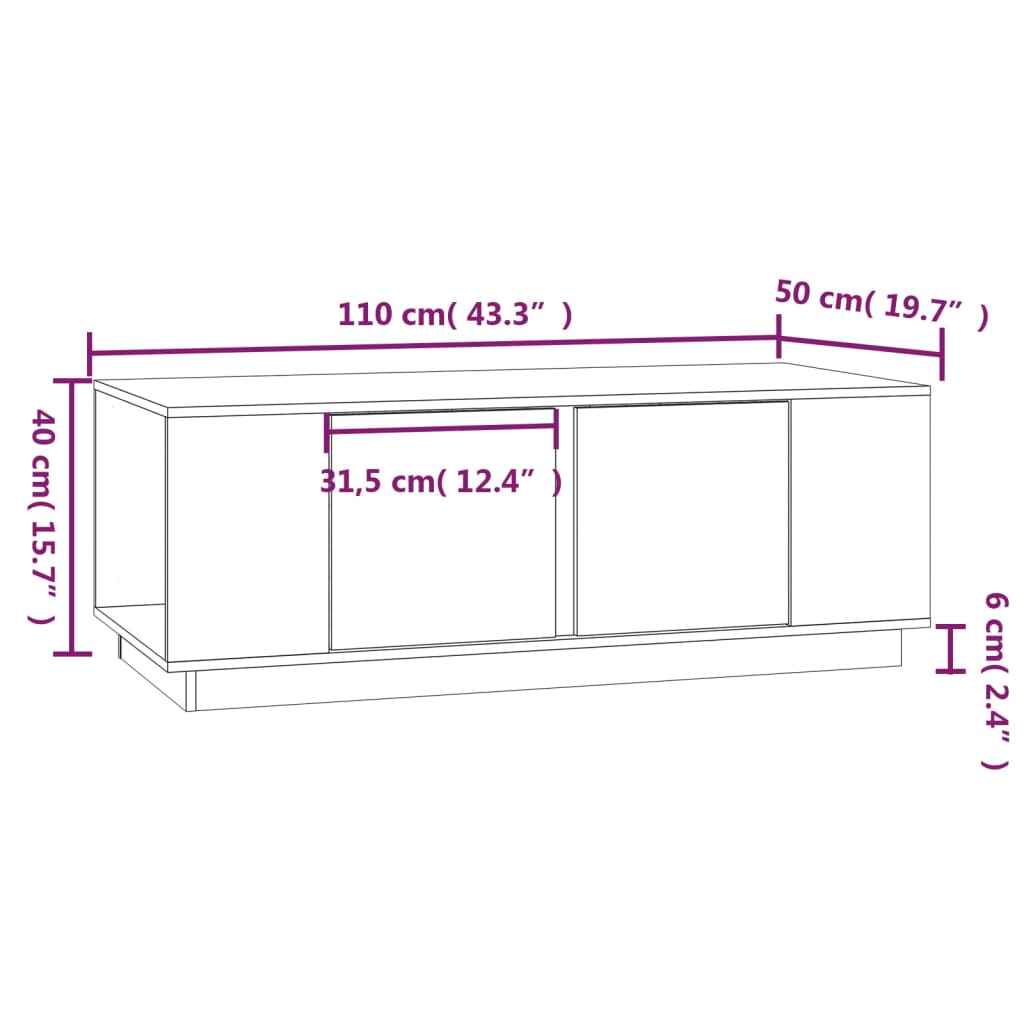 Stolić za kavu crni 110 x 50 x 40 cm od masivne borovine