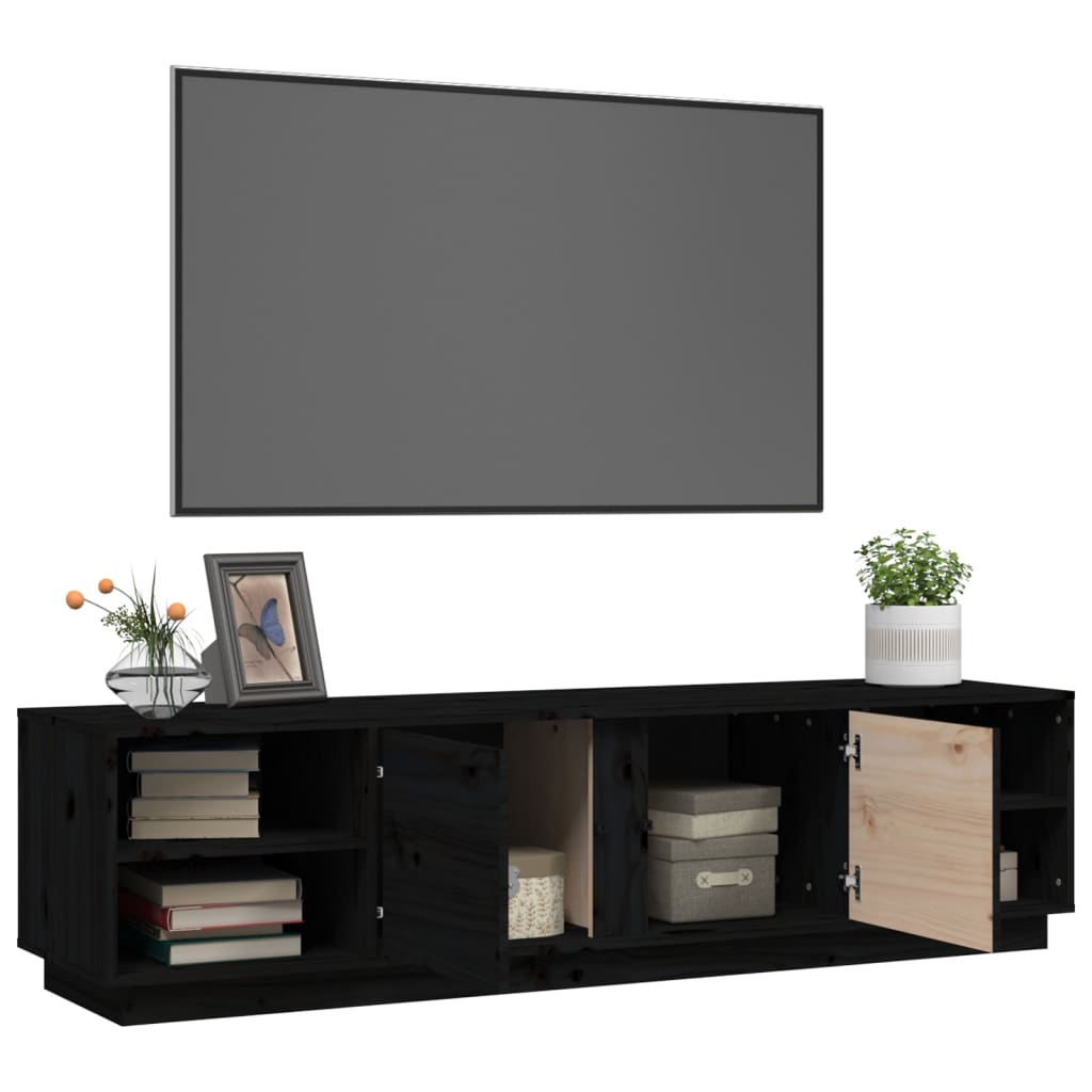 TV ormarić crni 156 x 40 x 40 cm od masivne borovine