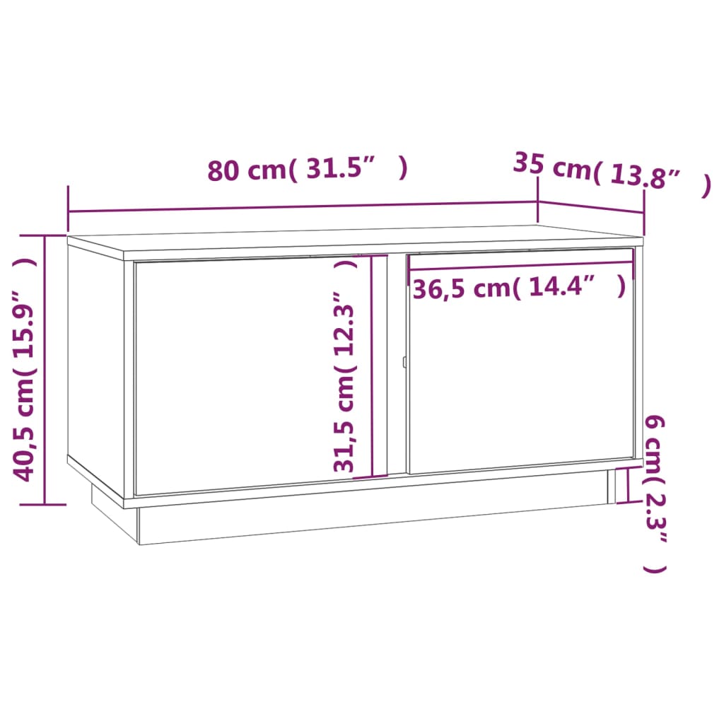 TV ormarić sivi 80 x 35 x 40,5 cm od masivne borovine