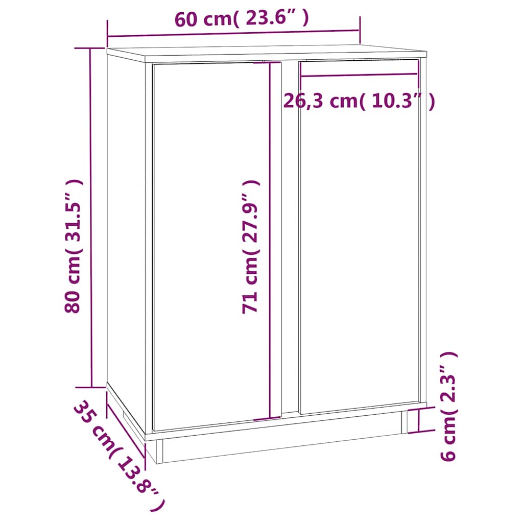 Komoda crna 60 x 35 x 80 cm od masivne borovine