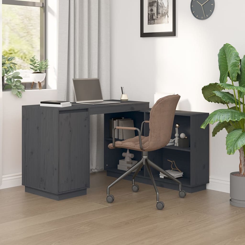 Radni stol sivi 110 x 50 x 75 cm od masivne borovine