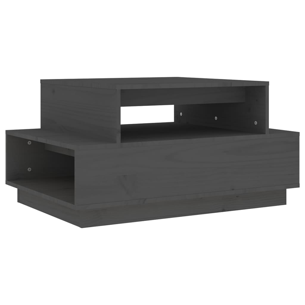 Stolić za kavu sivi 80 x 55 x 40,5 cm od masivne borovine