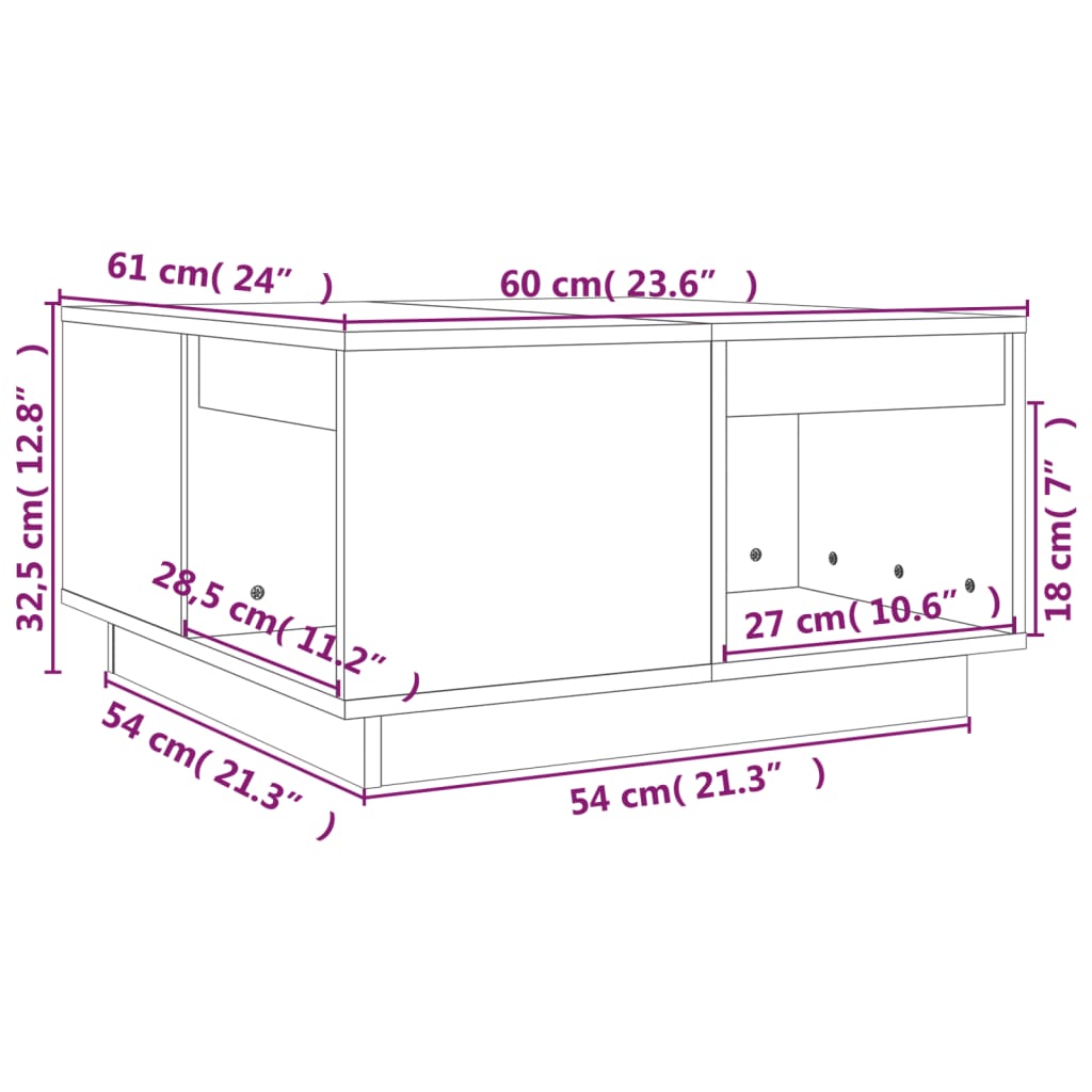 Stolić za kavu 60x61x32,5 cm od masivne borovine