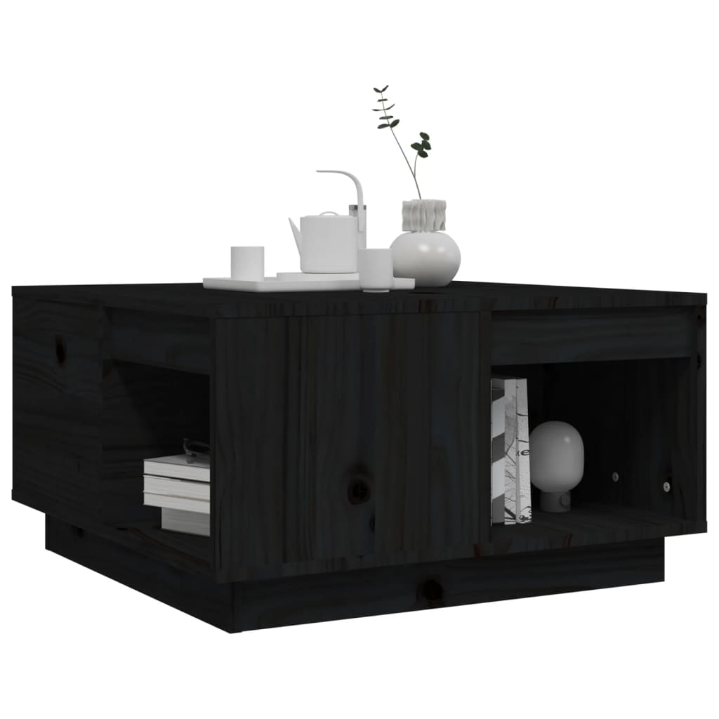 Stolić za kavu crni 60 x 61 x 32,5 cm od masivne borovine
