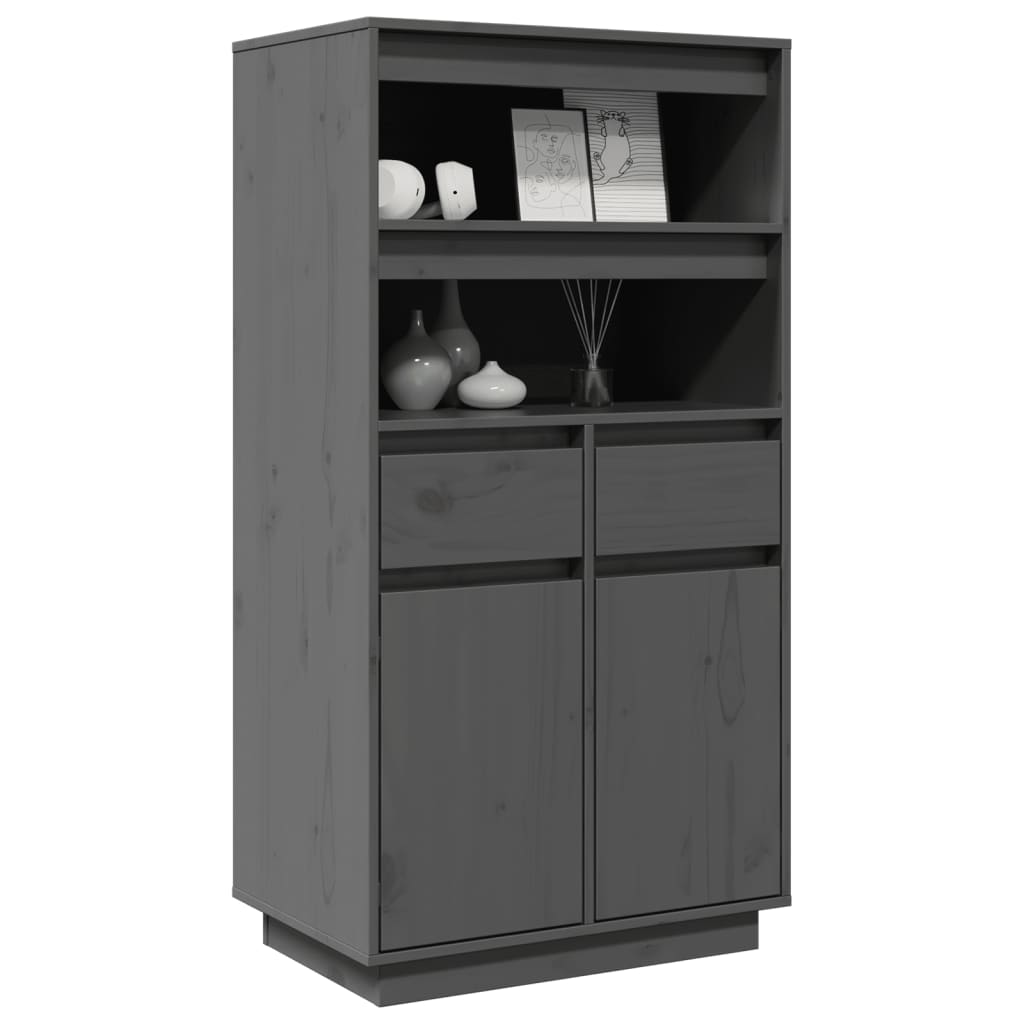 Visoka komoda siva 60 x 40 x 116,5 cm od masivne borovine
