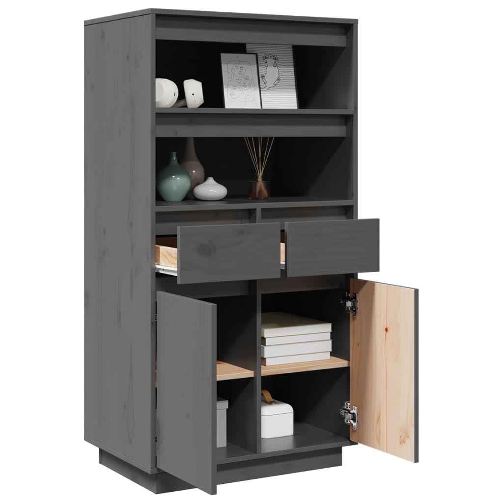 Visoka komoda siva 60 x 40 x 116,5 cm od masivne borovine