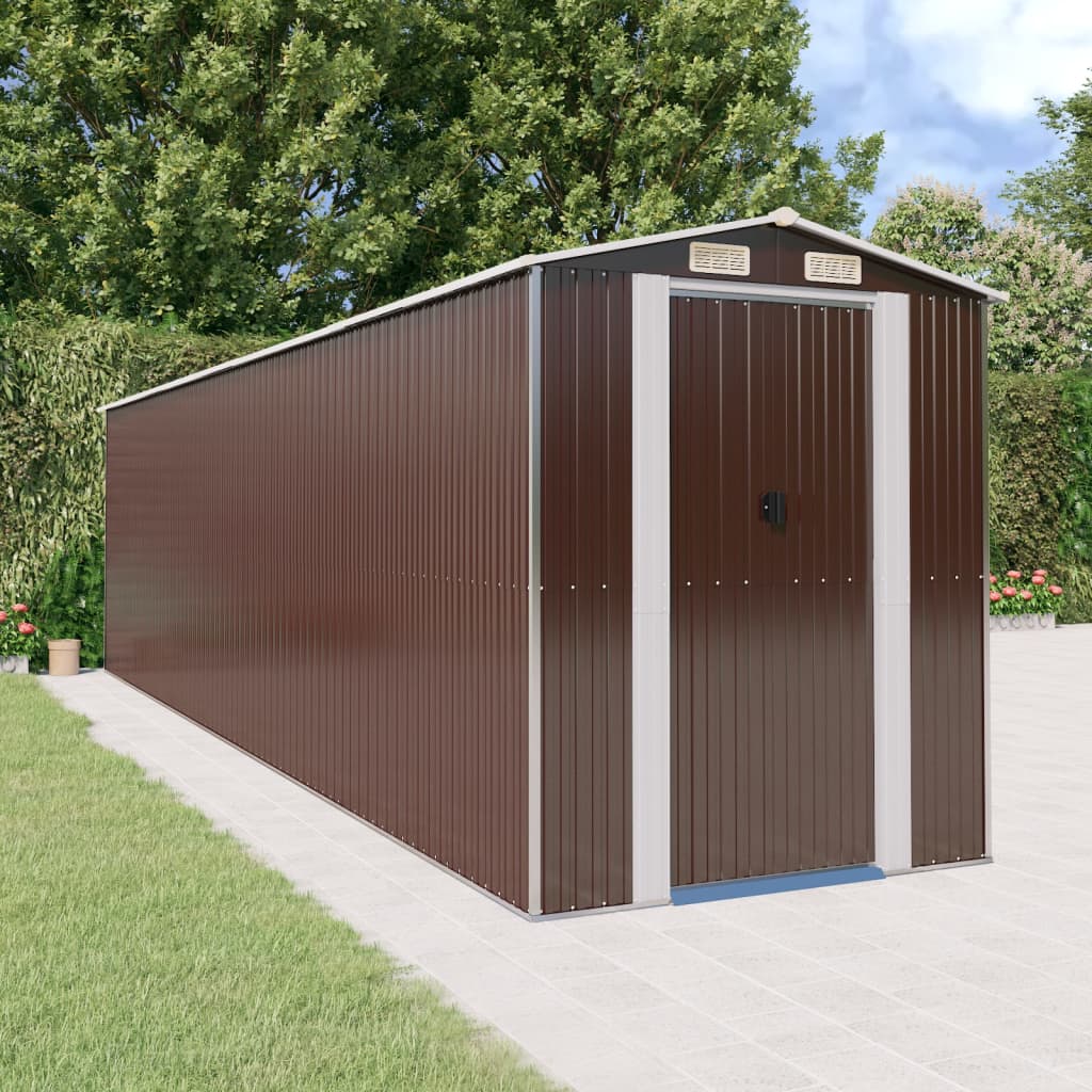 Vrtno spremište tamnosmeđe 192x772x223 cm pocinčani čelik