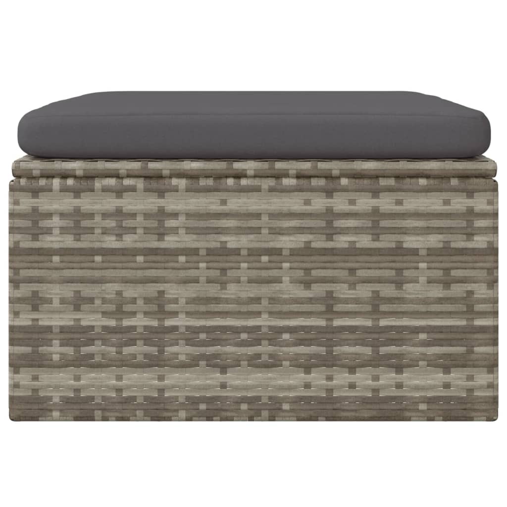 Vrtni tabure s jastukom sivi 55 x 55 x 30 cm od poliratana