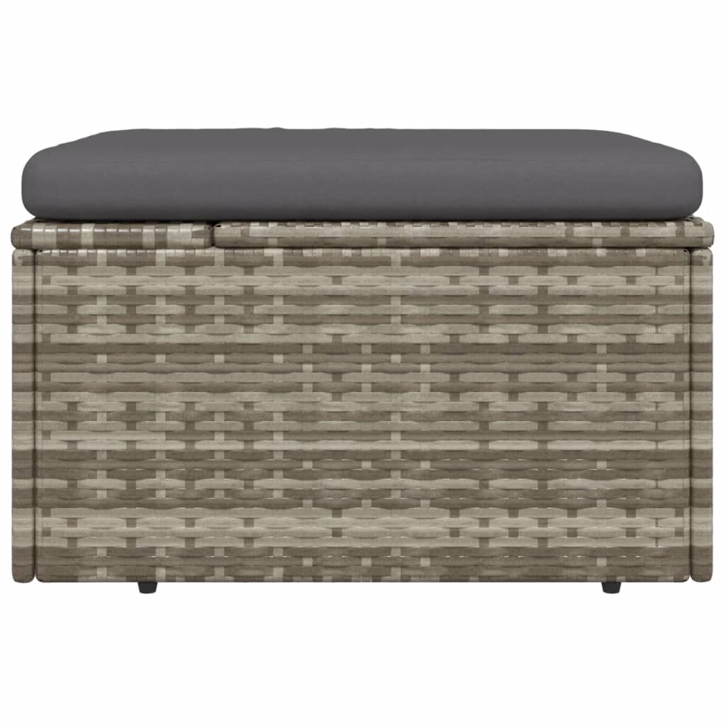 Vrtni tabure s jastukom sivi 55 x 55 x 30 cm od poliratana