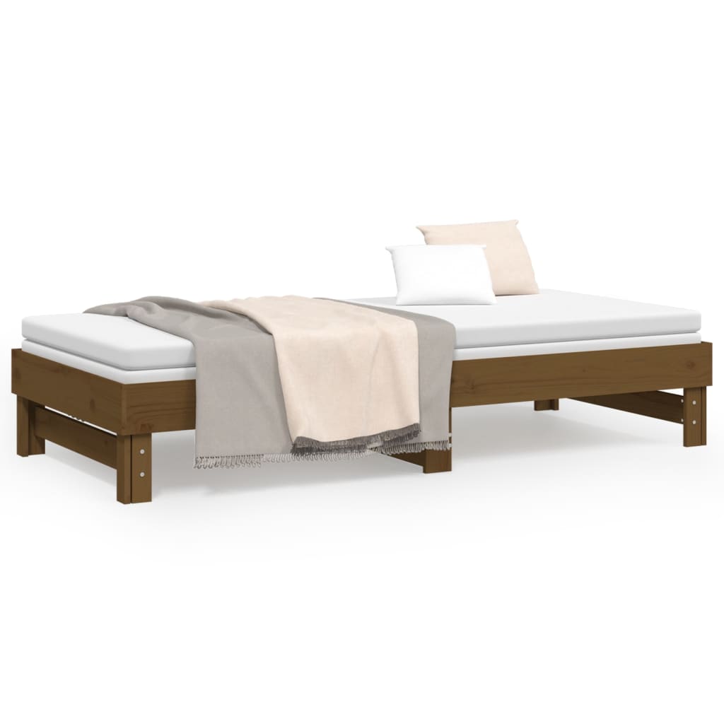 Dnevni ležaj na razvlačenje boja meda 2 x (100x200) cm borovina