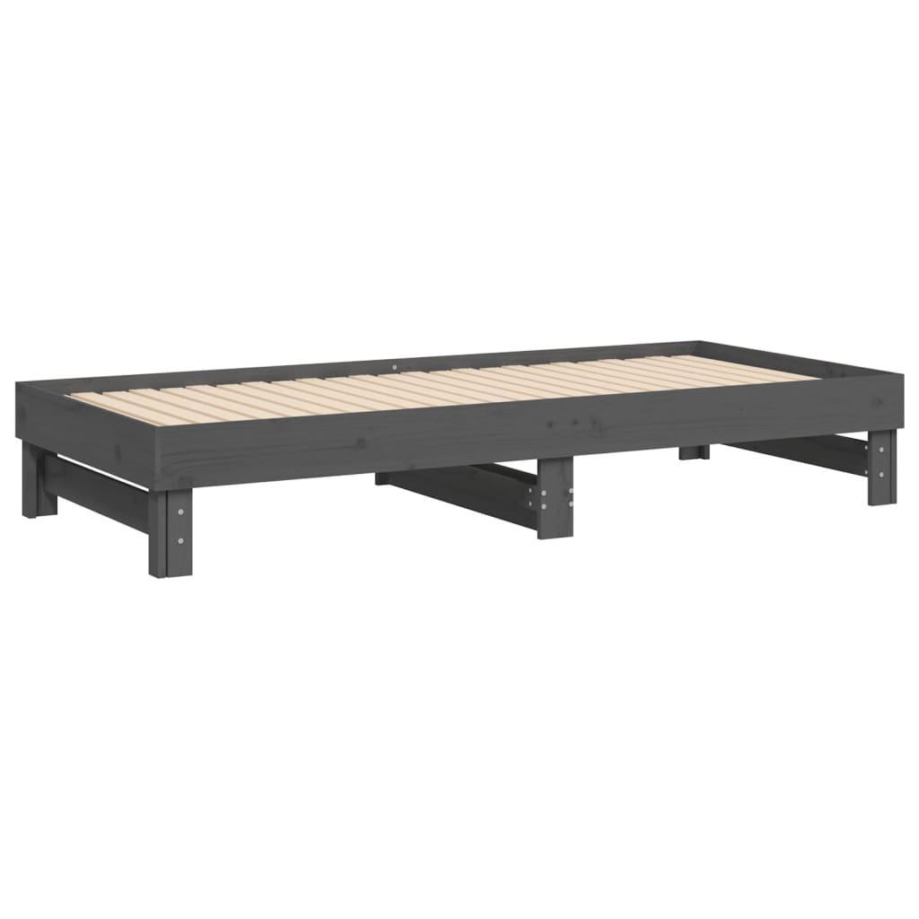 Dnevni ležaj na izvlačenje sivi 2x(90x200) cm masivna borovina