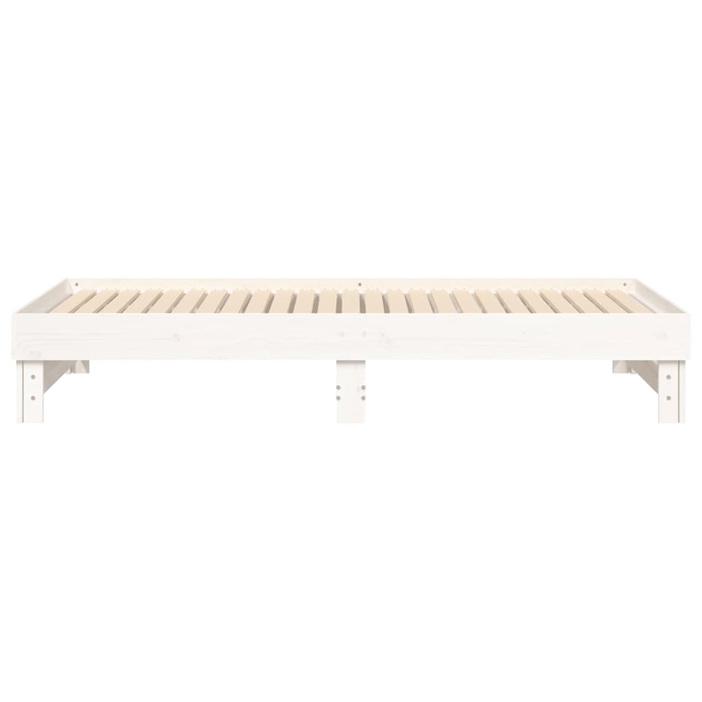 Dnevni ležaj na izvlačenje bijeli 2x(80x200)cm masivna borovina