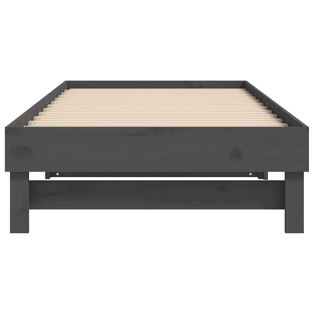 Dnevni ležaj na izvlačenje sivi 2x(80x200) cm masivna borovina