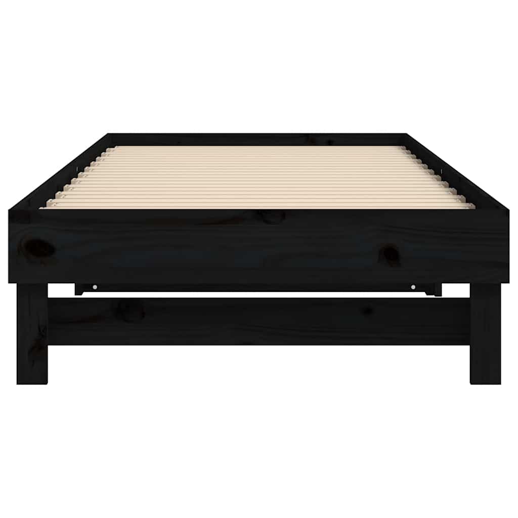 Dnevni ležaj na izvlačenje crni 2x (80x200) cm masivna borovina