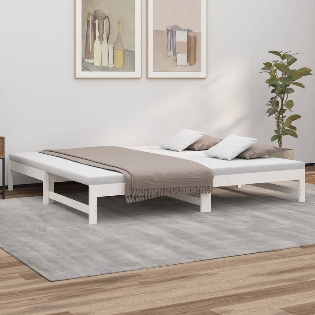 Dnevni ležaj na izvlačenje bijeli 2x(80x200)cm masivna borovina