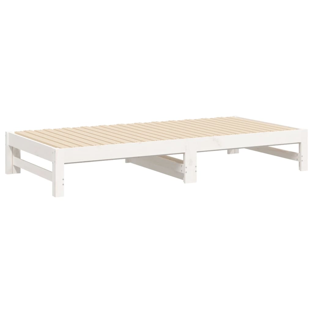 Dnevni ležaj na izvlačenje bijeli 2x(75x190)cm masivna borovina