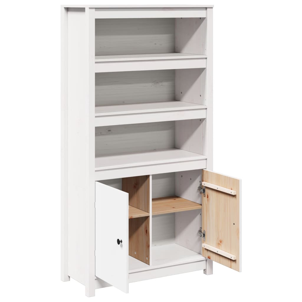 Visoka komoda bijela 80 x 35 x 154 cm od masivne borovine