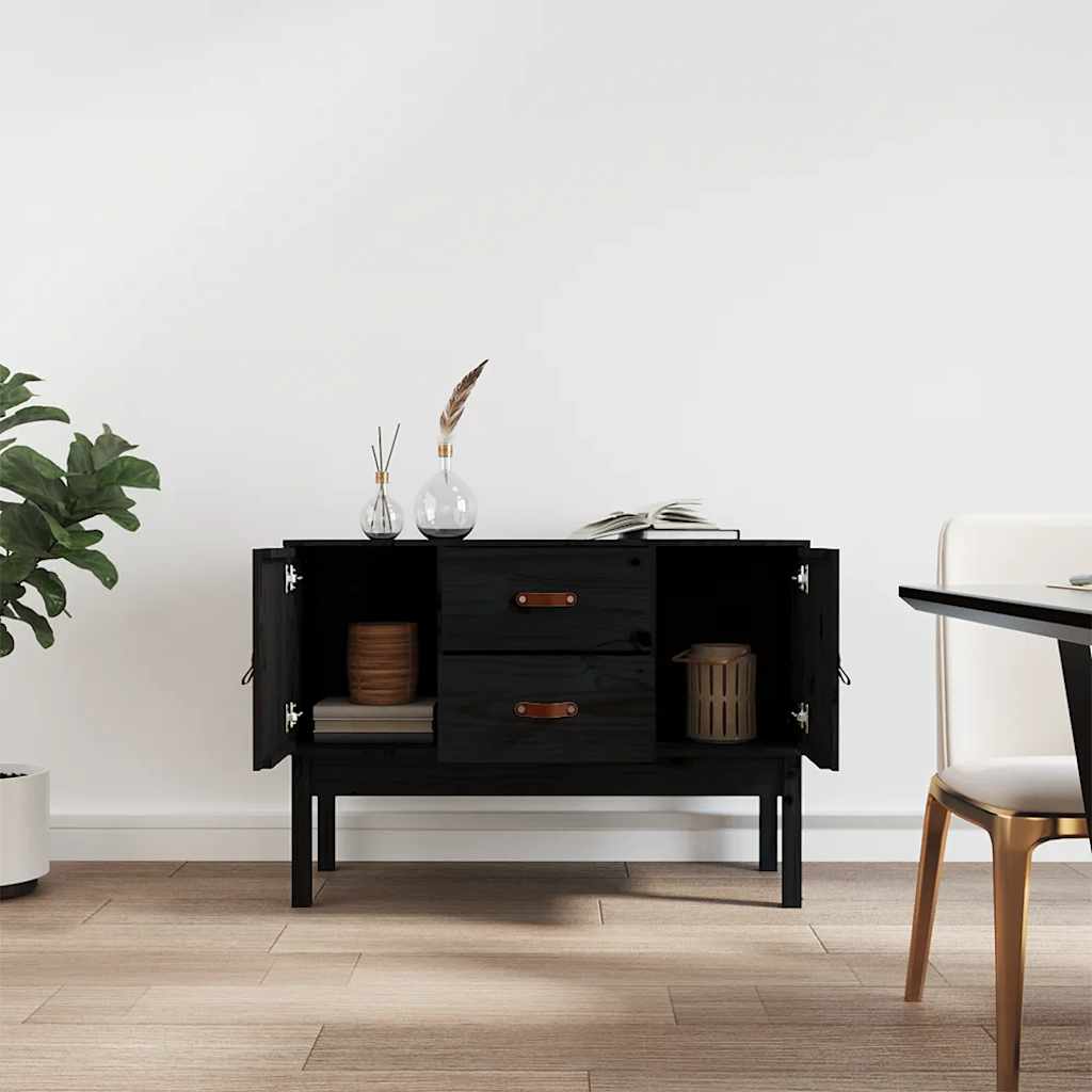 Komoda crna 110 x 40 x 78 cm od masivne borovine
