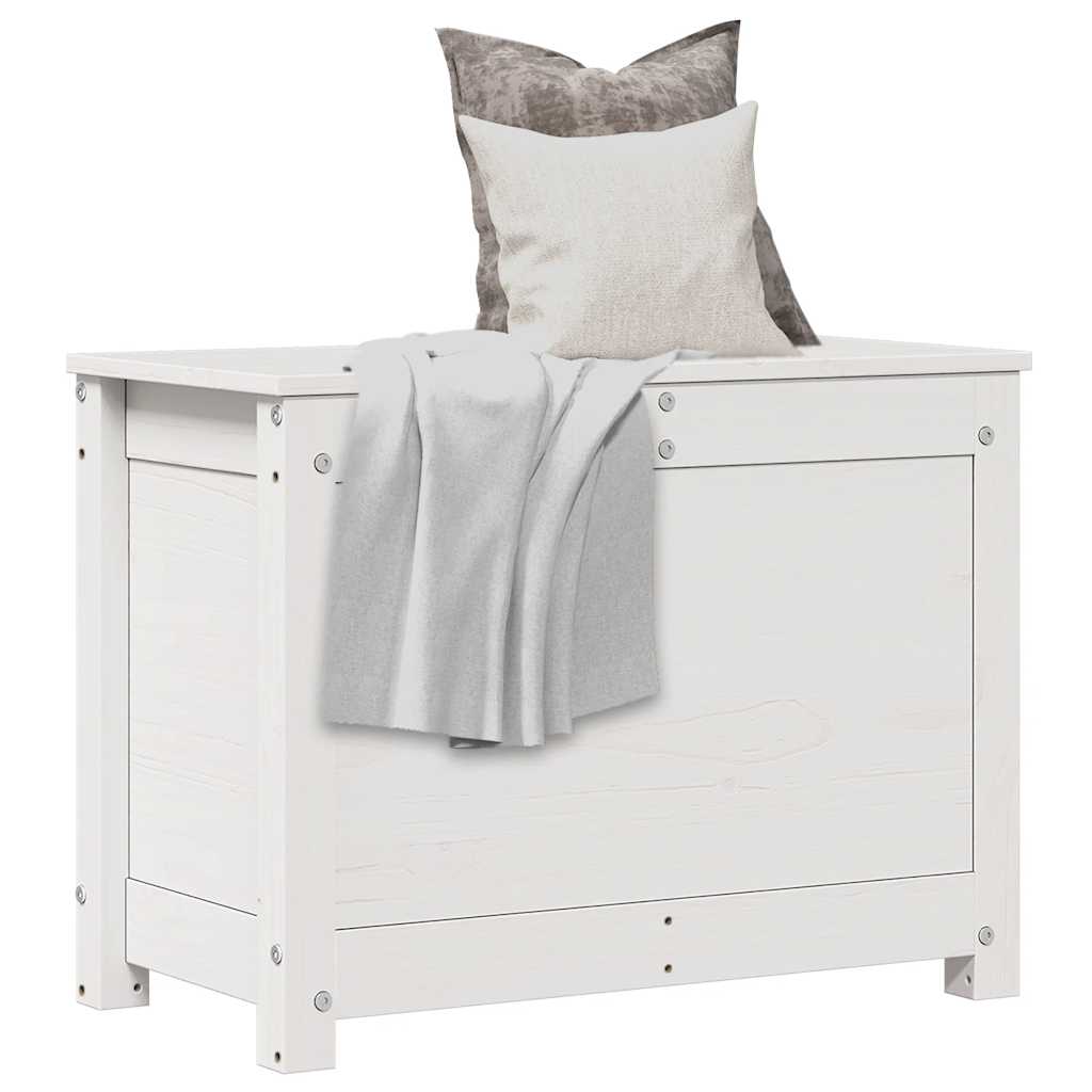 Kutija za pohranu bijela 60x32x45,5 cm od masivne borovine
