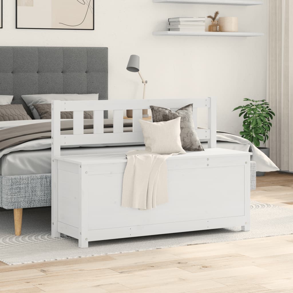 Klupa bijela 110 x 41 x 76,5 cm od masivne borovine