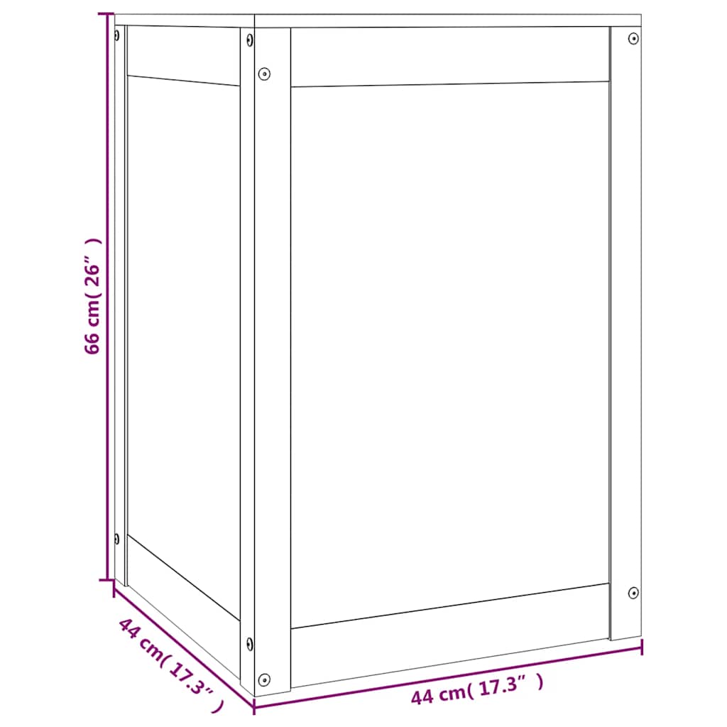 Kutija za rublje crna 44x44x66 cm od masivne borovine