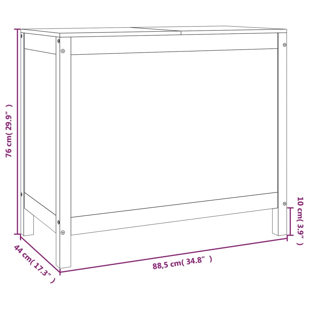 Kutija za rublje crna 88,5 x 44 x 76 cm od masivne borovine