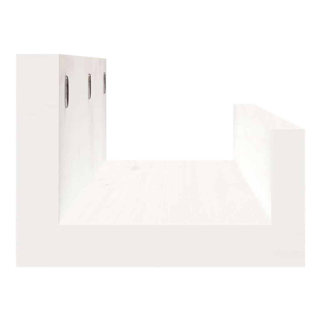 Zidne police 2 kom bijele 50 x 12 x 9 cm od masivne borovine