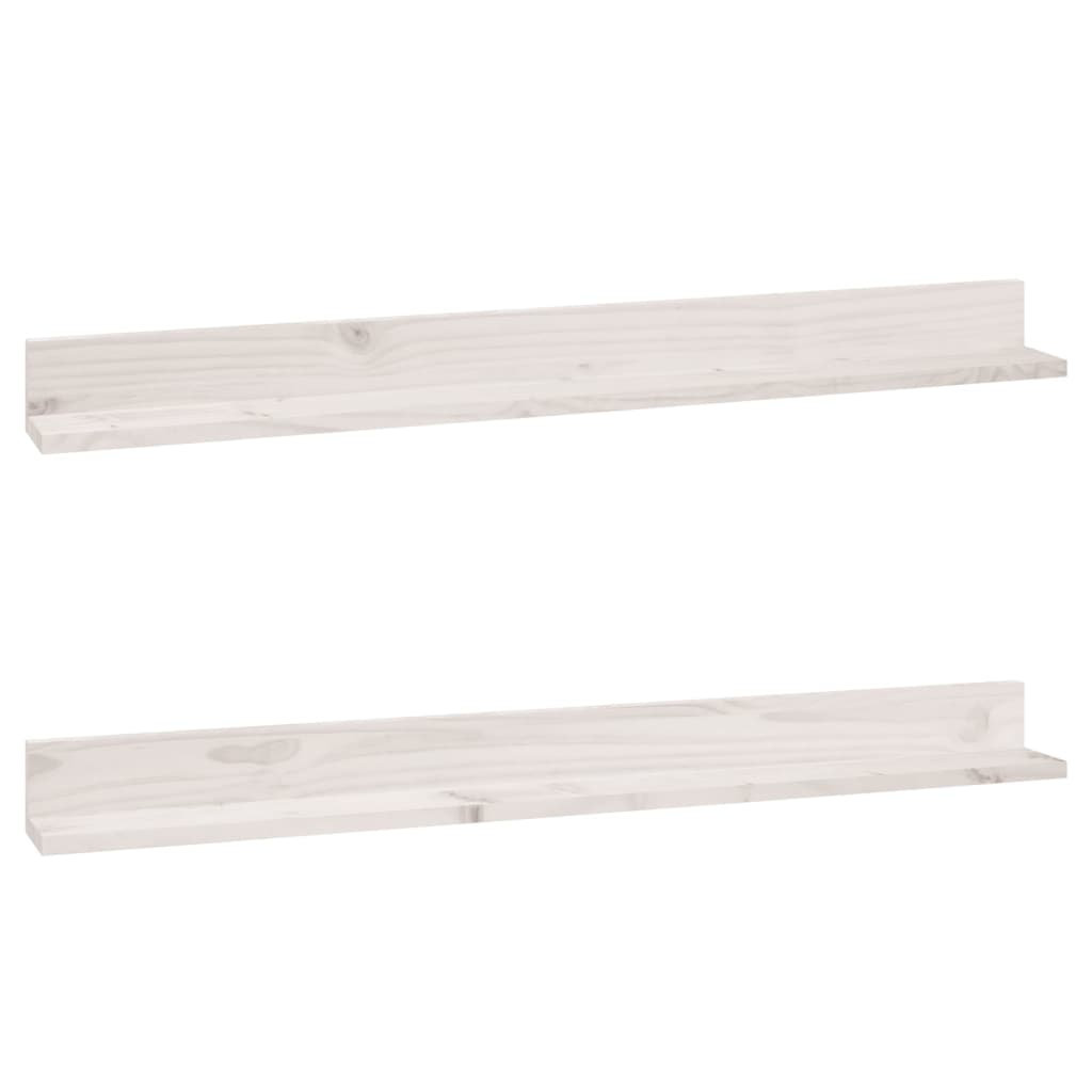 Zidne police 2 kom bijele 110x11x9 cm od masivne borovine