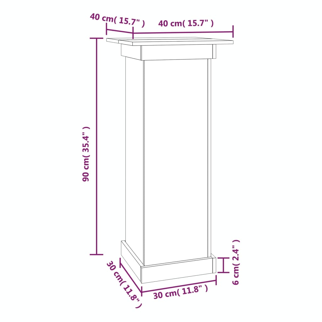 Stalak za cvijeće 40 x 40 x 90 cm od masivne borovine