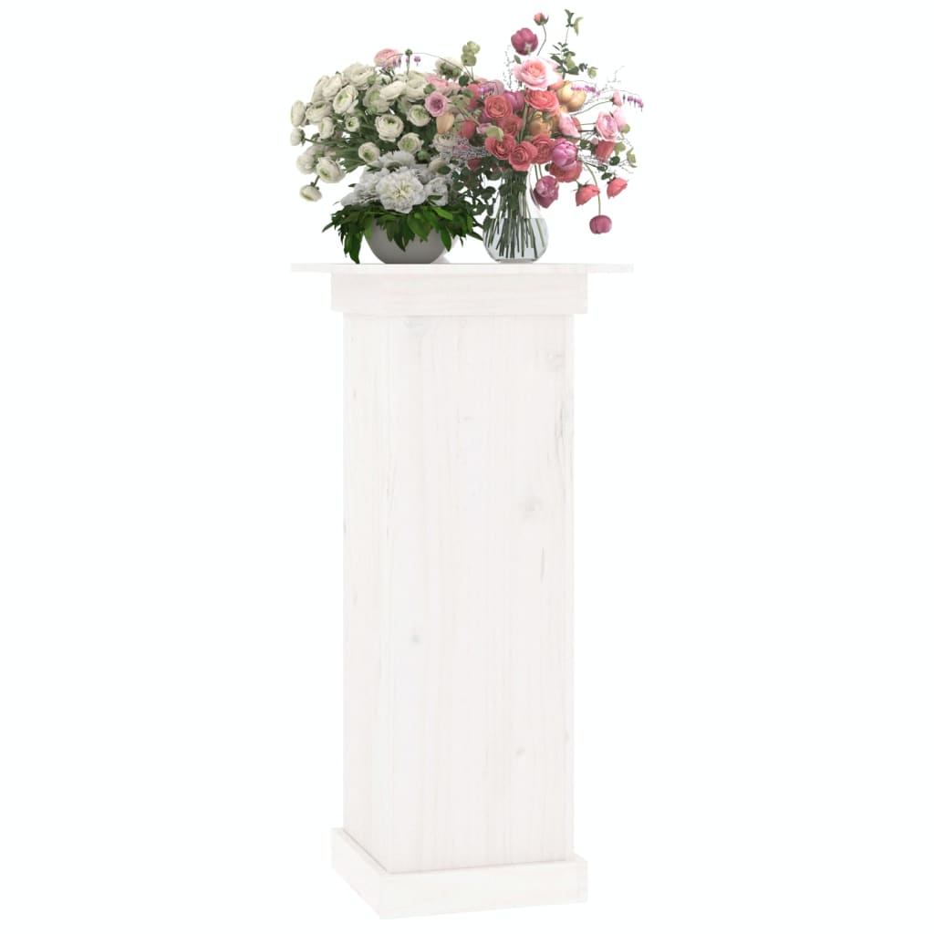 Stalak za cvijeće bijeli 40x40x90 cm od masivne borovine