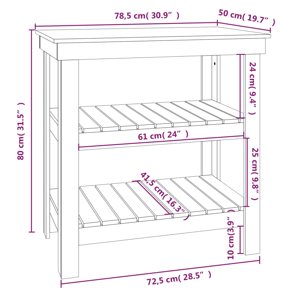 Radni stol 78,5 x 50 x 80 cm od masivne borovine