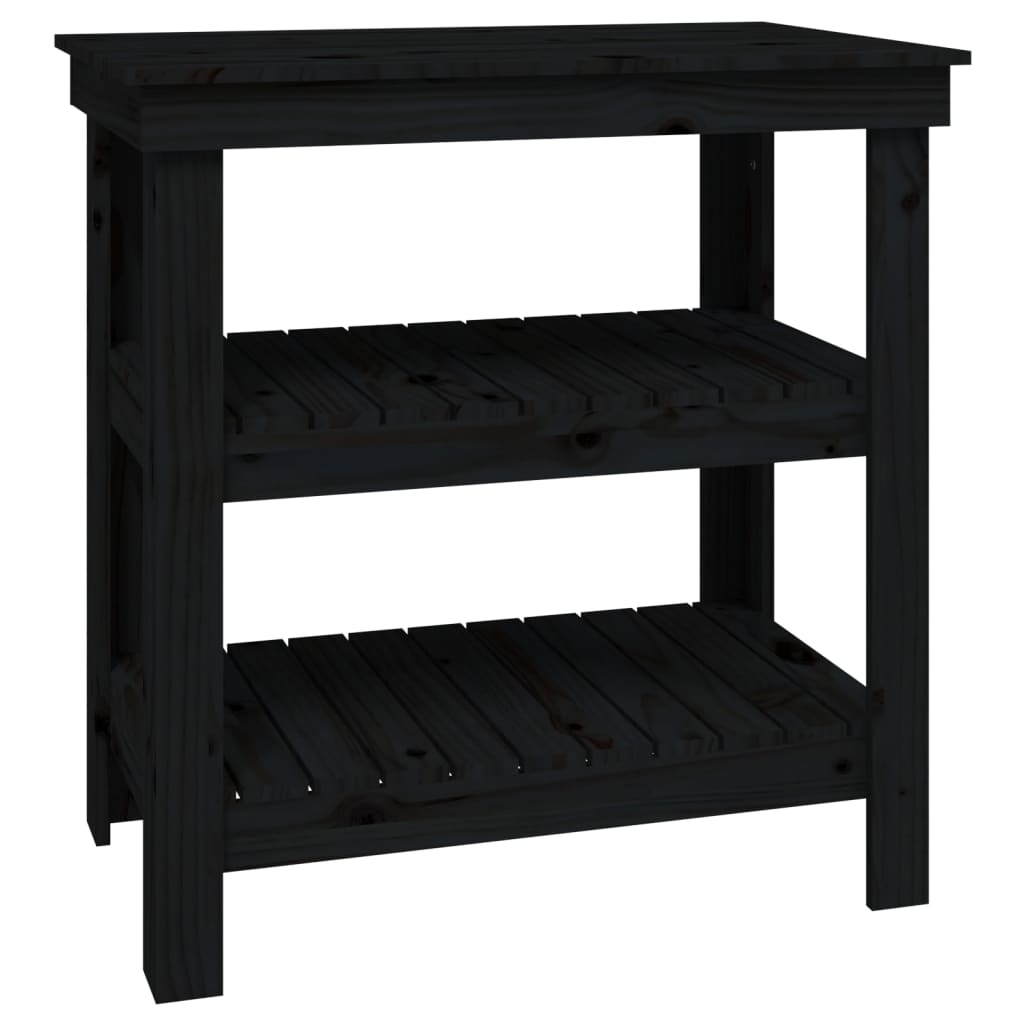 Radni stol crni 78,5 x 50 x 80 cm od masivne borovine