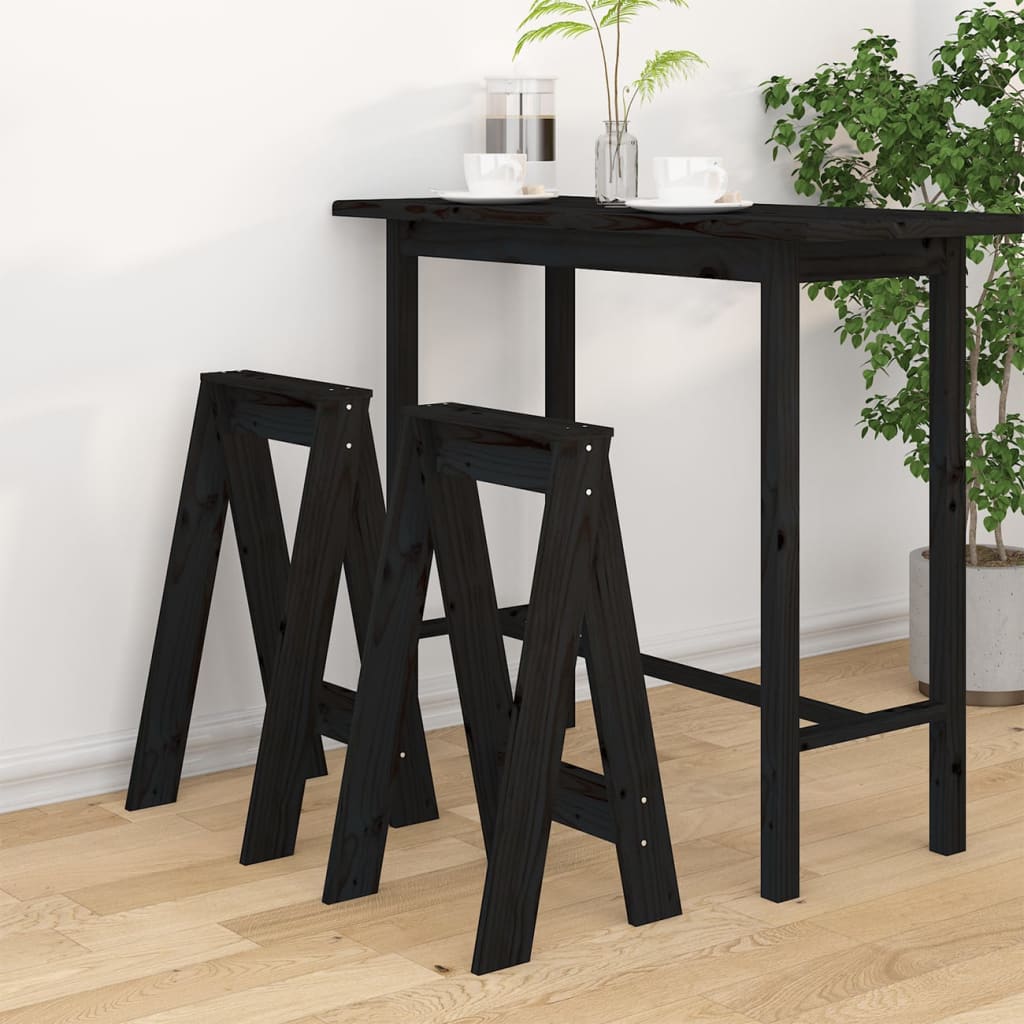 Stolci 2 kom crni 40 x 40 x 75 cm od masivne borovine