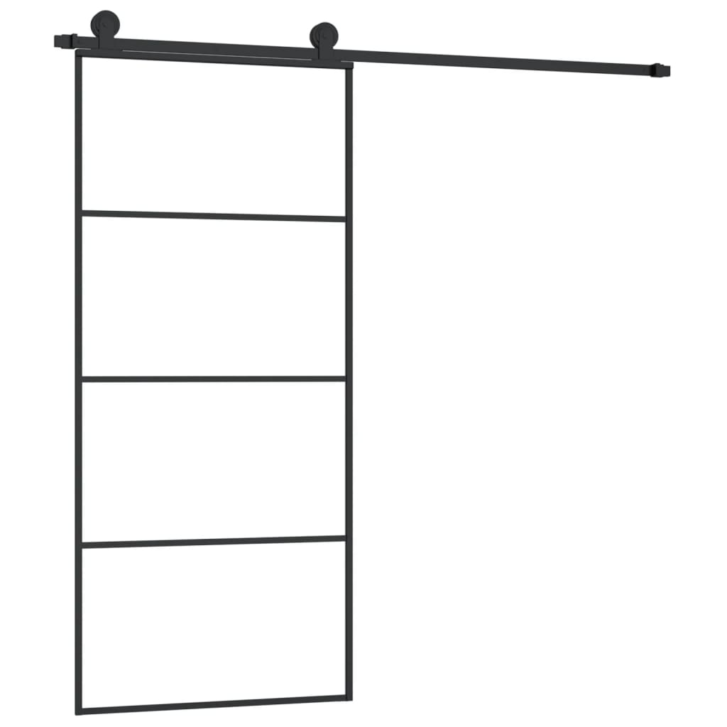Klizna vrata s priborom 90 x 205 cm od ESG stakla i aluminija