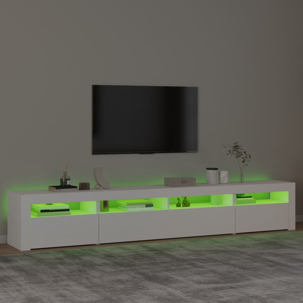 TV ormarić s LED svjetlima bijeli 240x35x40 cm