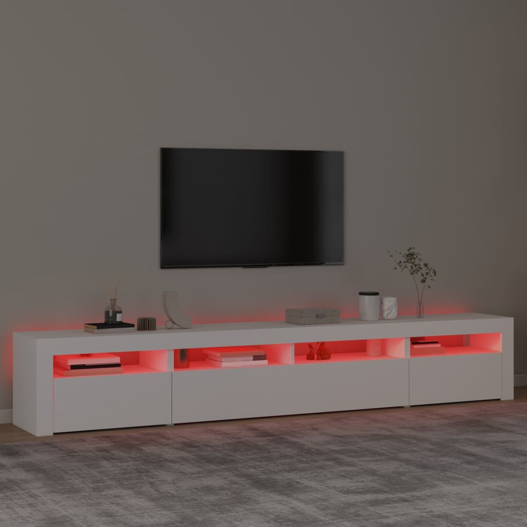 TV ormarić s LED svjetlima bijeli 240x35x40 cm