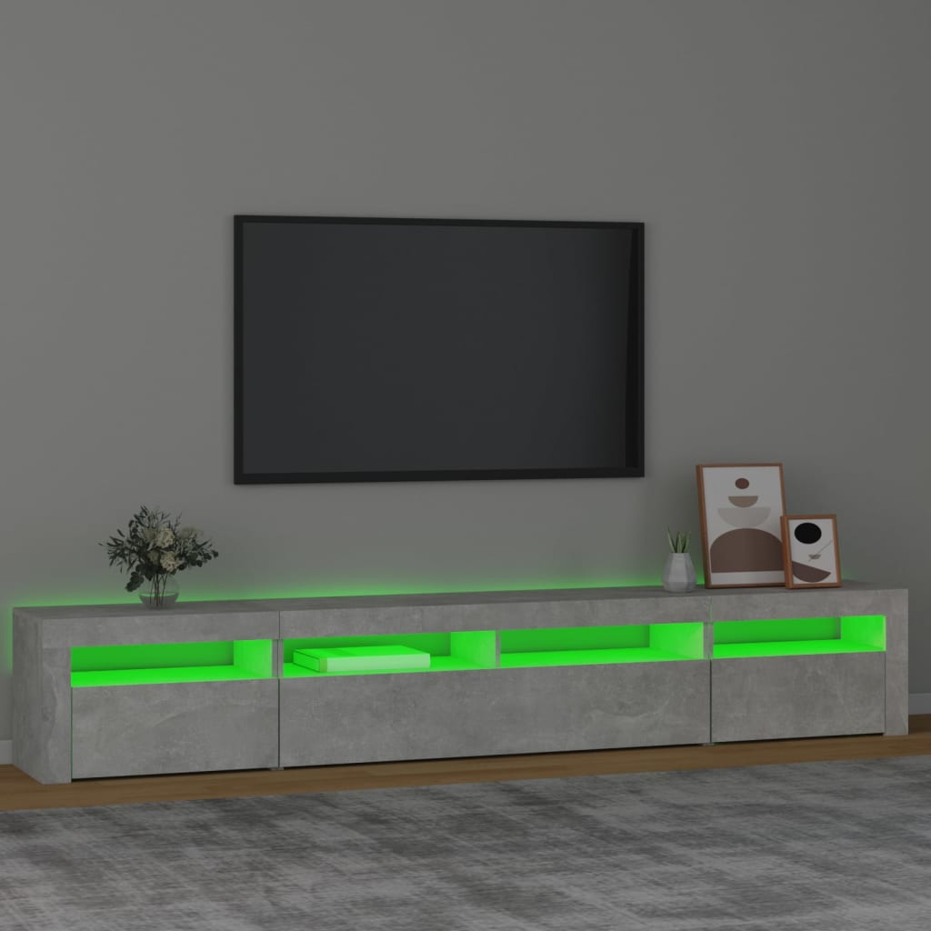 TV ormarić s LED svjetlima siva boja betona 240x35x40 cm