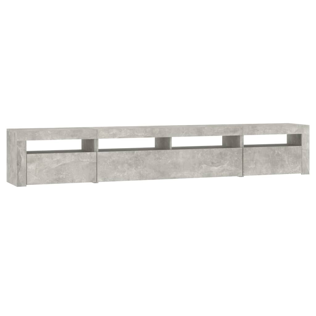 TV ormarić s LED svjetlima siva boja betona 240x35x40 cm