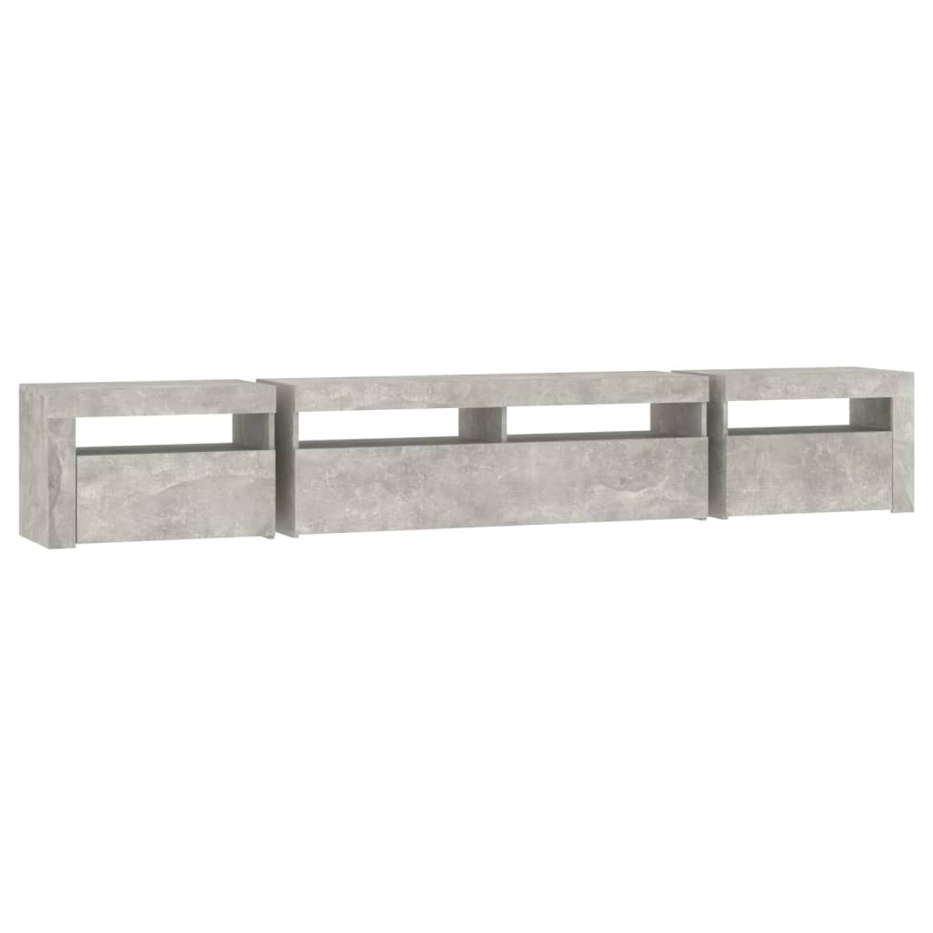 TV ormarić s LED svjetlima siva boja betona 240x35x40 cm
