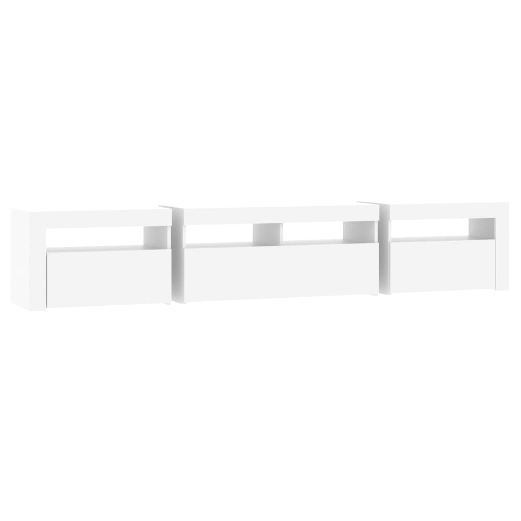 TV ormarić s LED svjetlima bijeli 210x35x40 cm