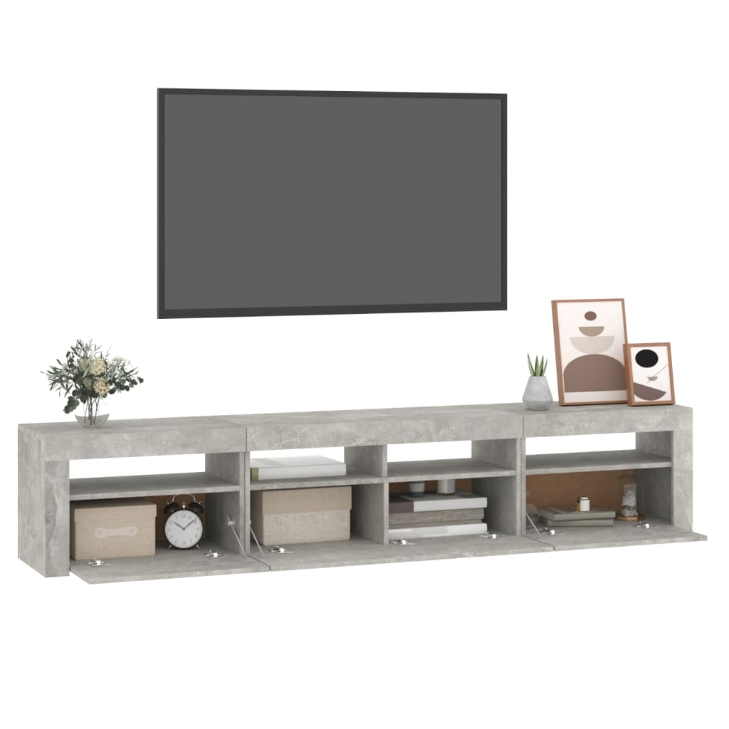 TV ormarić s LED svjetlima siva boja betona 210x35x40 cm