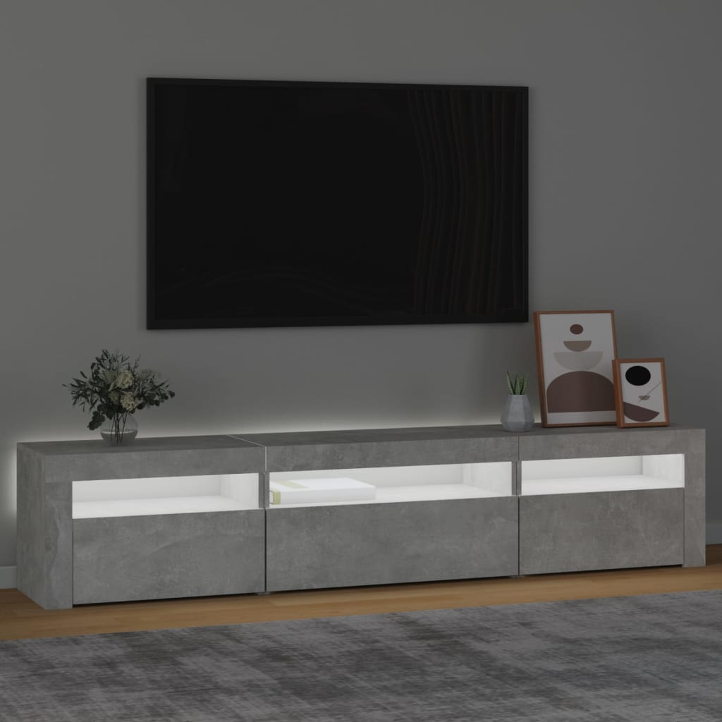 TV ormarić s LED svjetlima siva boja betona 195x35x40 cm