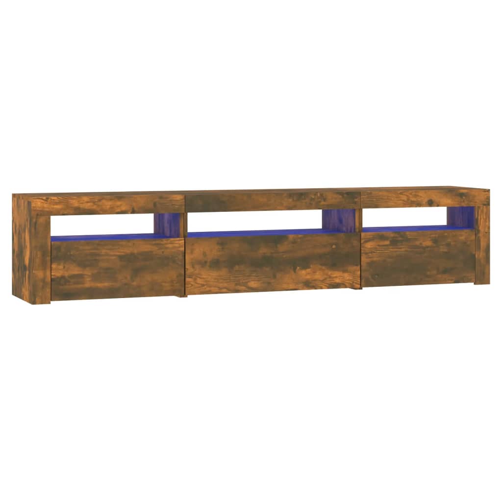 TV ormarić s LED svjetlima boja dimljenog hrasta 195x35x40 cm