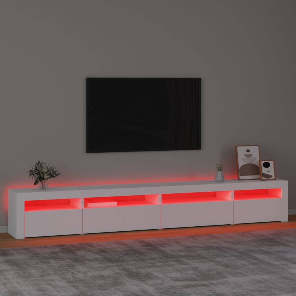 TV ormarić s LED svjetlima bijeli 270x35x40 cm