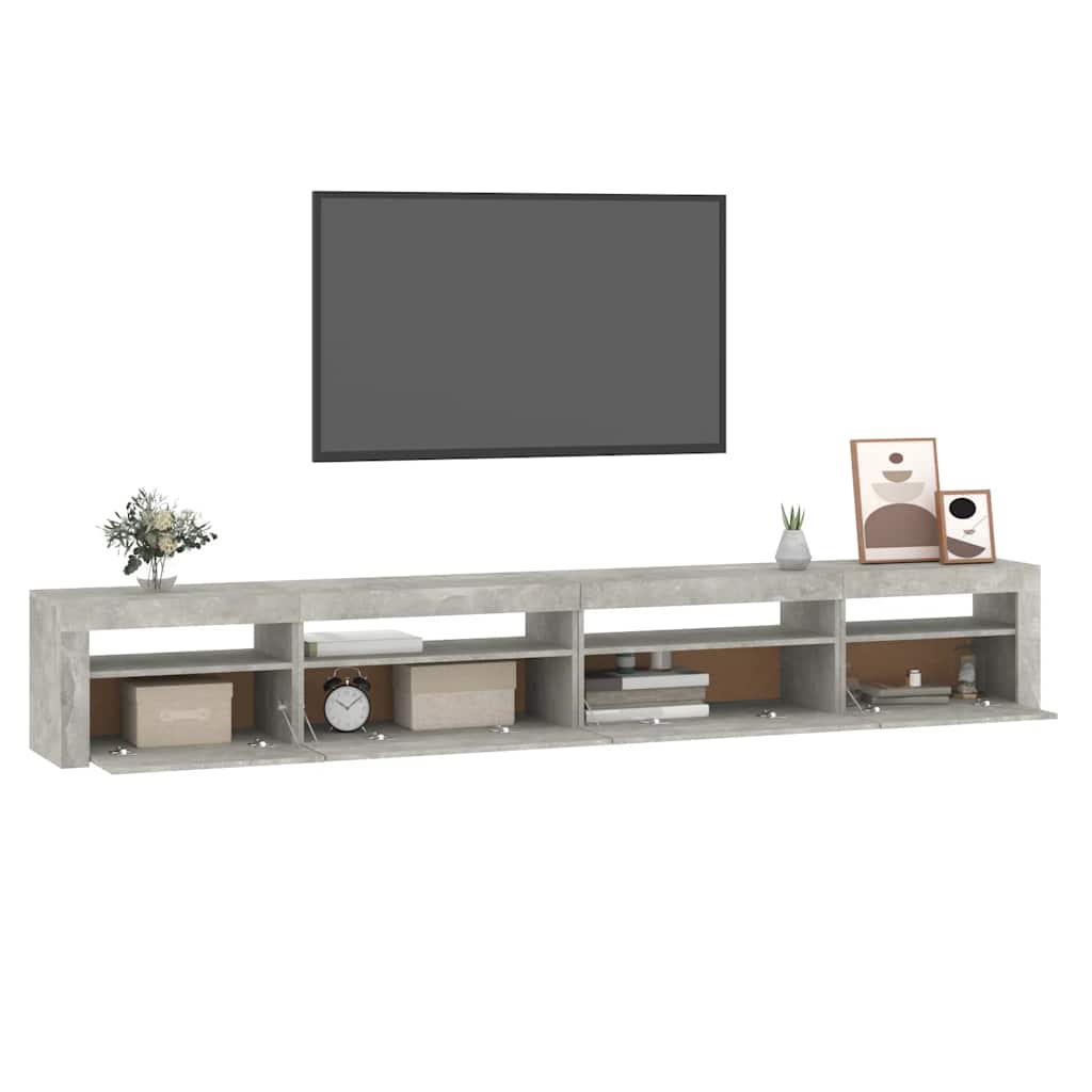TV ormarić s LED svjetlima siva boja betona 270 x 35 x 40 cm
