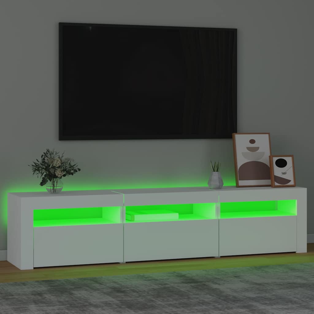 TV ormarić s LED svjetlima bijeli 180 x 35 x 40 cm