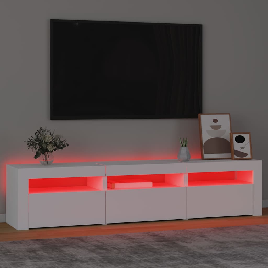 TV ormarić s LED svjetlima bijeli 180 x 35 x 40 cm