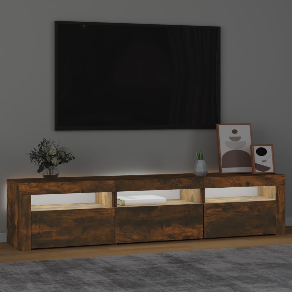 TV ormarić s LED svjetlima boja dimljenog hrasta 180x35x40 cm