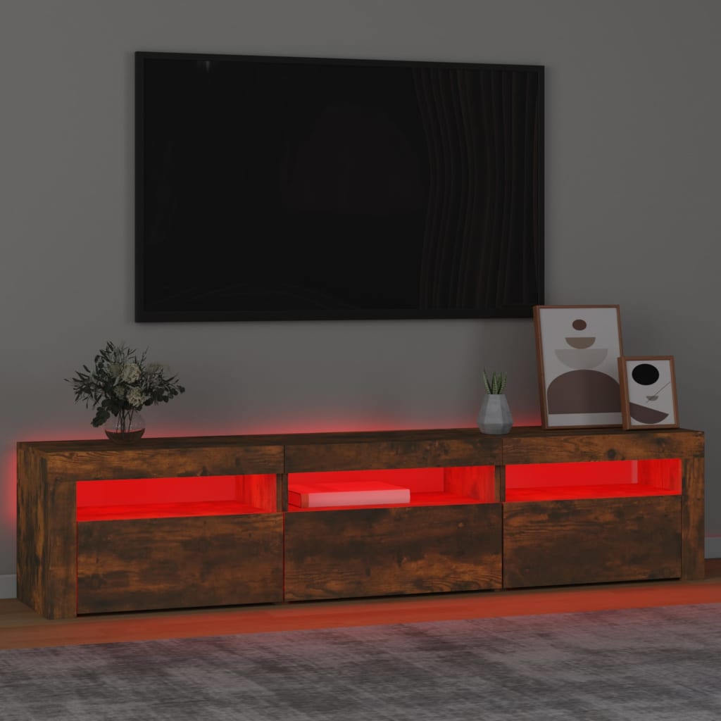 TV ormarić s LED svjetlima boja dimljenog hrasta 180x35x40 cm